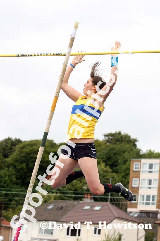Caroline Adams wins the pole vault at the Scottish Championships, Scotstoun  Stadium, Glasgow.